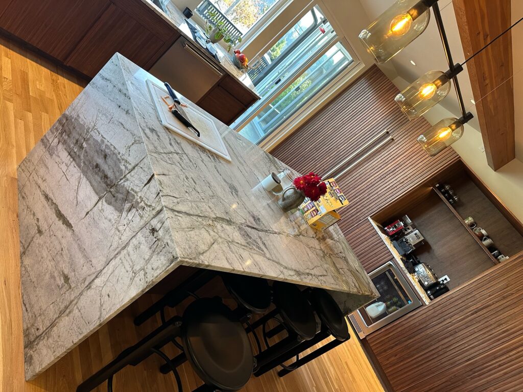 Custom stone countertop installation by Austin Tops in Austin, TX