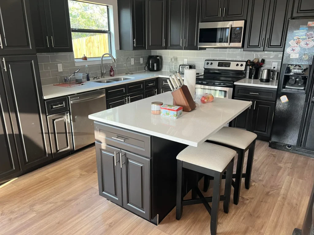 Custom stone countertop installation by Austin Tops in Austin, TX