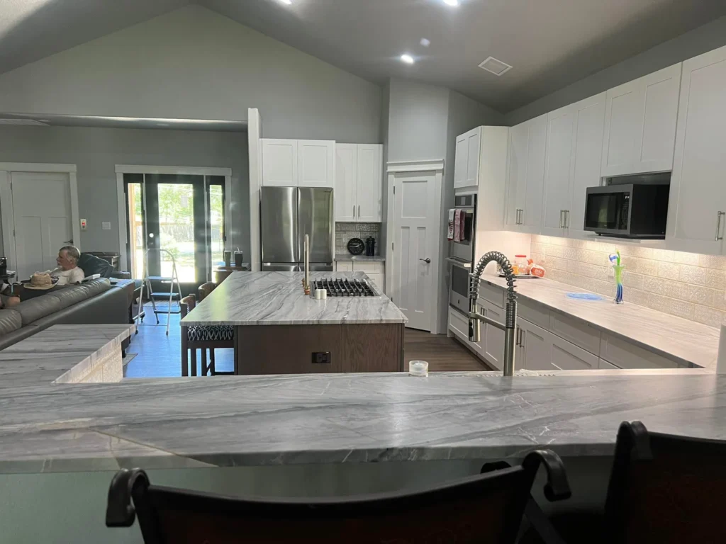 Custom stone countertop installation by Austin Tops in Austin, TX