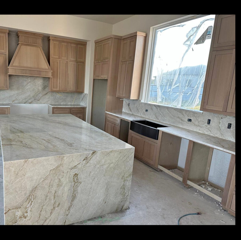 Custom stone countertop installation by Austin Tops in Austin, TX