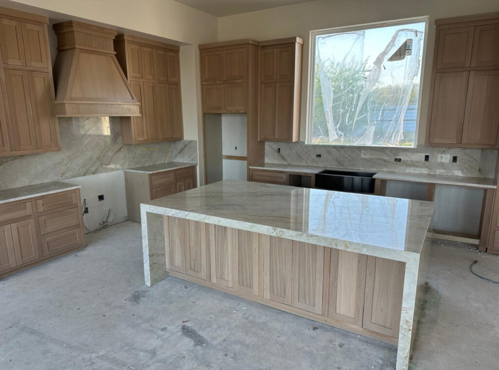 Custom stone countertop installation by Austin Tops in Austin, TX
