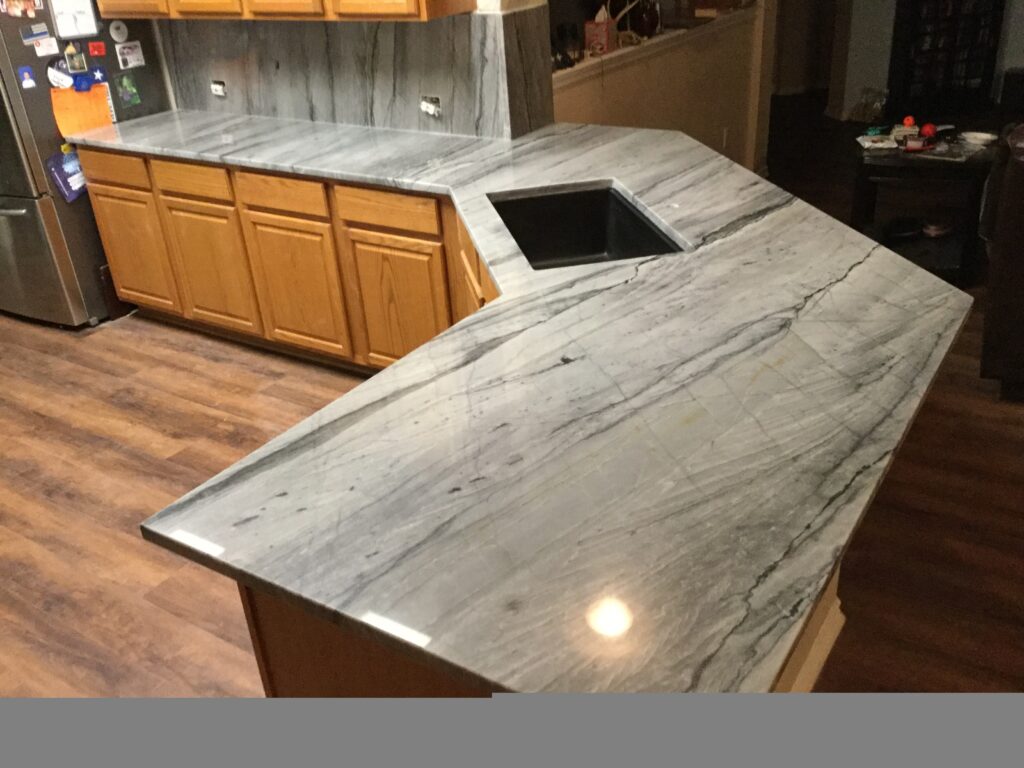 Custom stone countertop installation by Austin Tops in Austin, TX